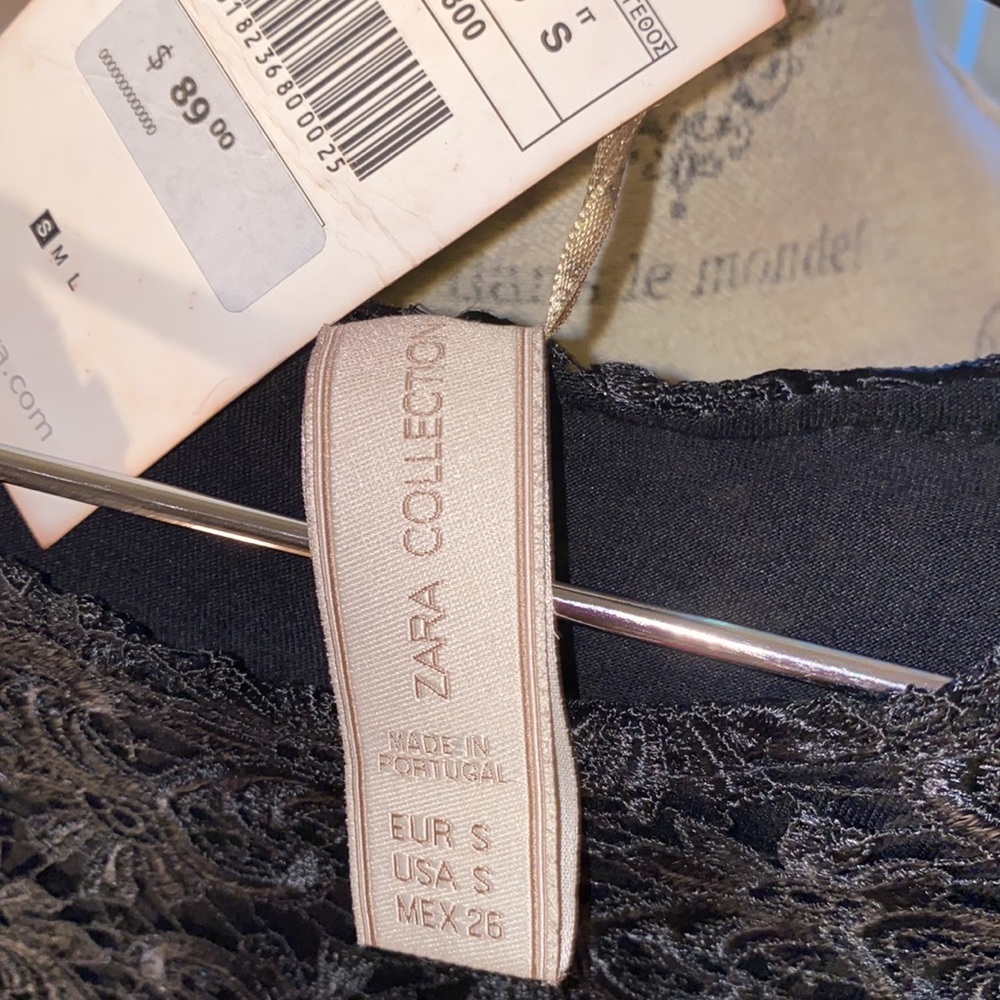 Zara Collection black lace shortsleeve dress cocktail wedding dressy NWT Small​​ - Picture 7 of 15